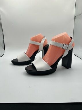 Steve Madden Black & White Platform Heels | Chunky Block Heel Sandals | Size 10